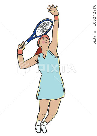 Young woman playing tennis player with racket transparent. Young woman playing tennis player with racket transparent. 106242586