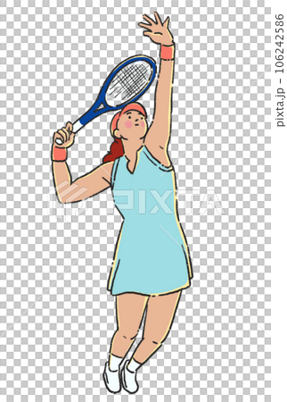 Young woman playing tennis player with racket transparent. Young woman playing tennis player with racket transparent. 106242586
