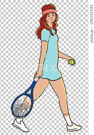 Young woman playing tennis player with racket transparent. 106242593