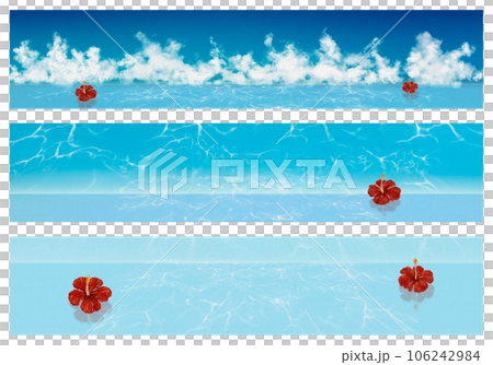 夏のイラスト素材(・∀・) 海に浮かぶハイビスカス 106242984