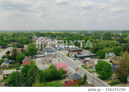 Aerial view of Harriston, Ontario, Canada on spring morning 106243290