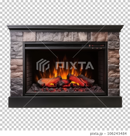 Cut-Out Fireplace with no background 106243484