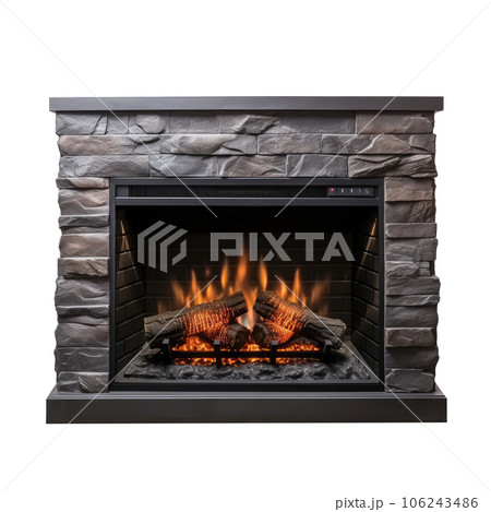 Cut-Out Fireplace with no background 106243486