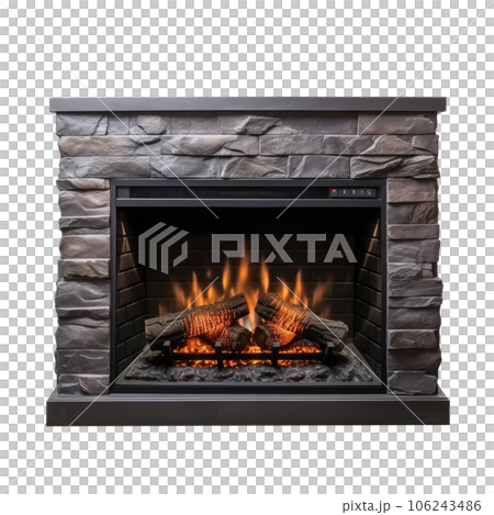 Cut-Out Fireplace with no background 106243486
