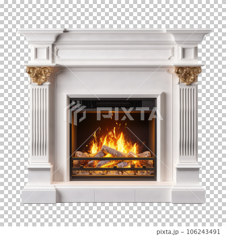 Cut-Out Fireplace with no background 106243491