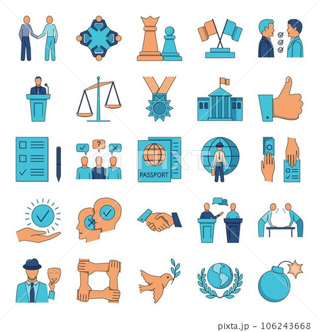 Diplomacy and international relations icon set Diplomacy and international relations icon set 106243668