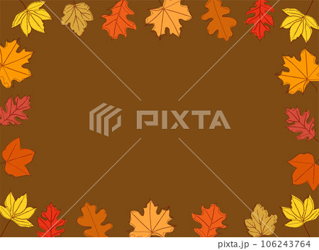 Frame autumn leaves. Autumn leaves frame on brown background. Vector illustration Frame autumn leaves. Autumn leaves frame on brown background. Vector illustration 106243764