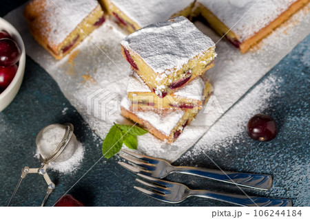 Sponge cake with cherry 106244184