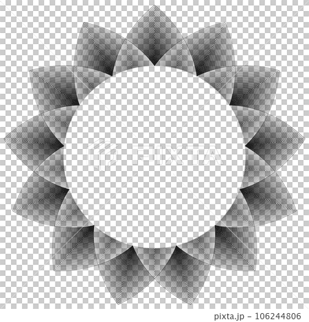 Abstract Geometric Halftone Radial Pattern in Flower Shape for Decorative Frame. Vector Art. 106244806