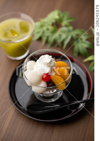 fruit cream shiratama zenzai, traditional japanese dessert fruit cream shiratama zenzai, traditional japanese dessert 106245879