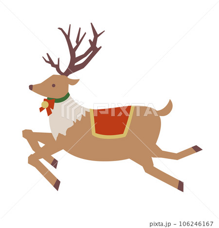 クリスマスに駆けるトナカイのイラストのイラスト素材 [106246167] - PIXTA