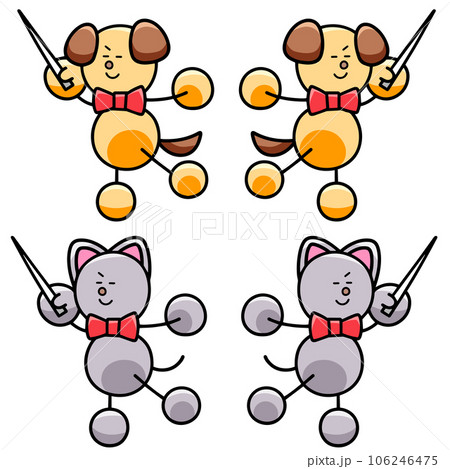指揮者なわんまるとにゃんまるのイラストセット 犬 猫 指揮者なわんまるとにゃんまるのイラストセット 犬 猫 106246475