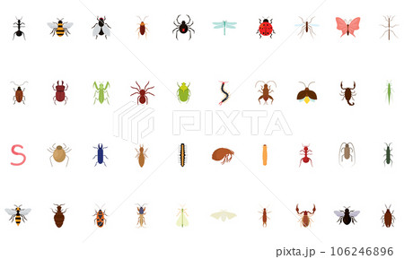 Set of different colored insect icons Vector Set of different colored insect icons Vector 106246896