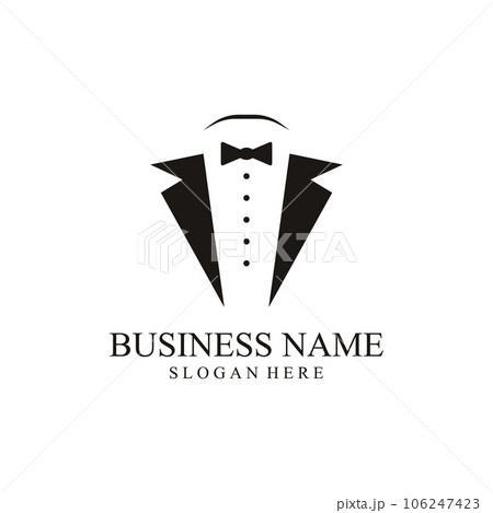 Tuxedo Suit Logo Template with Bow Tie For Men's Fashion. 106247423