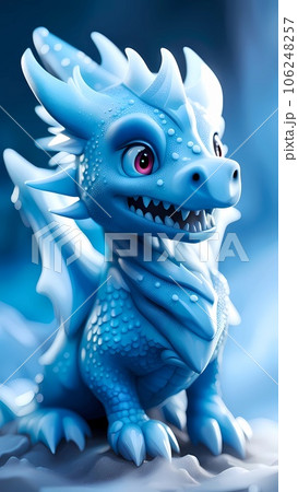 Ice dragon 3d cartoon character illustration  106248257