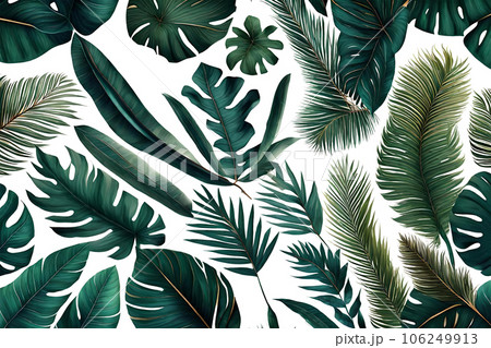 Luxury tropical leaves isolated on transparent background. Generative AI. 106249913