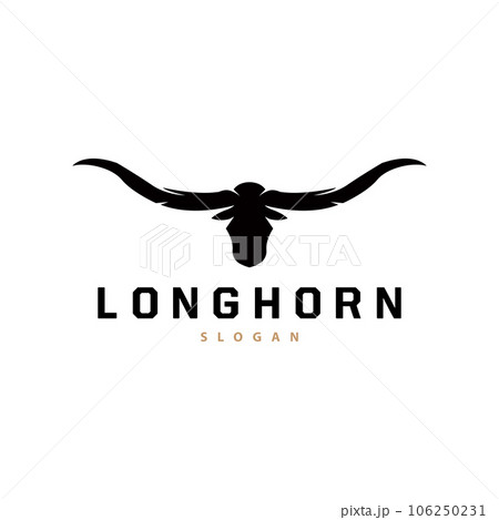 LongHorn Animal Logo Design, Farm Retro Vintage Horn Minimalist Simple Template Illustration LongHorn Animal Logo Design, Farm Retro Vintage Horn Minimalist Simple Template Illustration 106250231