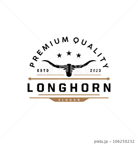 LongHorn Animal Logo Design, Farm Retro Vintage Horn Minimalist Simple Template Illustration LongHorn Animal Logo Design, Farm Retro Vintage Horn Minimalist Simple Template Illustration 106250232