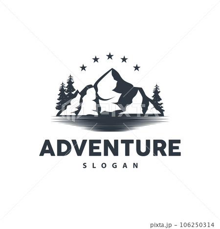 Mountain Nature Landscape Logo Simple Minimalist Design, Vector Illustration Symbol Template 106250314