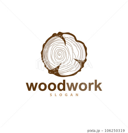Wood Logo, Wood Grain Layers Vector, Carpentry Industry Design Simple Minimalist Template Illustration Wood Logo, Wood Grain Layers Vector, Carpentry Industry Design Simple Minimalist Template Illustration 106250319