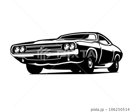 vector illustration of a 1969 dodge super bee car. silhouette vector design. Best for logo, badge, emblem, icon, design sticker, vintage car industry 106250514