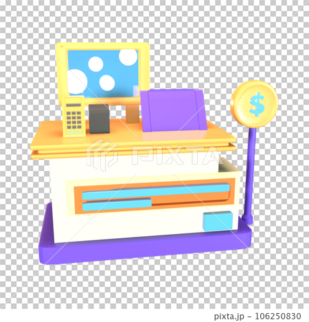 3D icon ticket counter rendered isolated on the transparent background 3D icon ticket counter rendered isolated on the transparent background 106250830