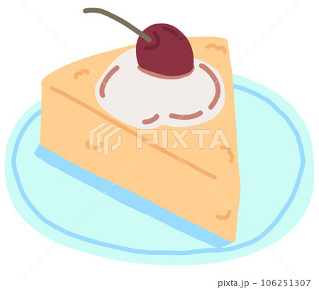 A piece of cake with cherry on the plate A piece of cake with cherry on the plate 106251307
