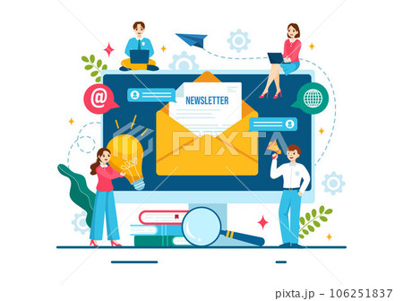 Email Newsletter Vector Illustration with Envelope, Electronic Mail Message or Mobile Service Background in Flat Cartoon Hand Drawn Templates Email Newsletter Vector Illustration with Envelope, Electronic Mail Message or Mobile Service Background in Flat Cartoon Hand Drawn Templates 106251837