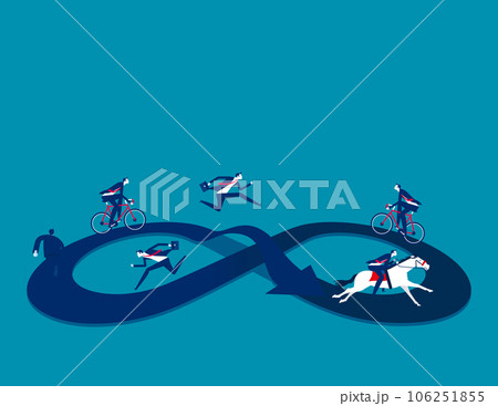 Business competition to success or working process loop. Business people and infinity running never ending 106251855