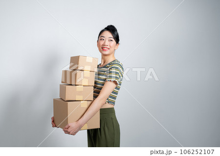 Start a small business at home on white background, Delivery shipping service concept. 106252107