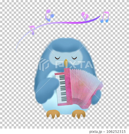Cute illustration of an owl playing the accordion 106252315
