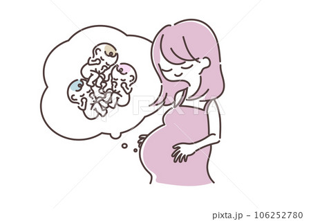 お腹に三つ子の赤ちゃんがいる妊婦さんたちのセット 106252780