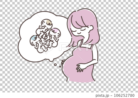 お腹に三つ子の赤ちゃんがいる妊婦さんたちのセット 106252780