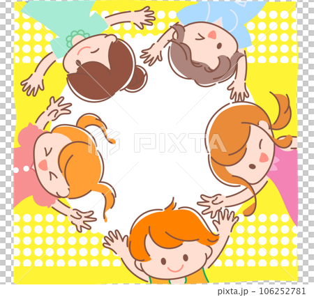 楽しそうに輪になるこどもたちのイラスト 106252781
