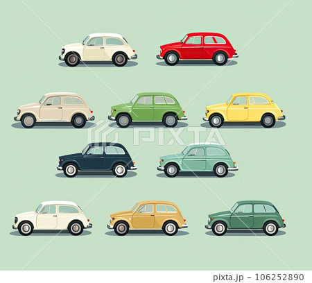 Set of vintage car cartoon. AI-generated content. 106252890