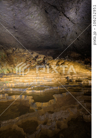 夏の秋芳洞 百枚皿 山口県美祢市 夏の秋芳洞 百枚皿 山口県美祢市 106252951