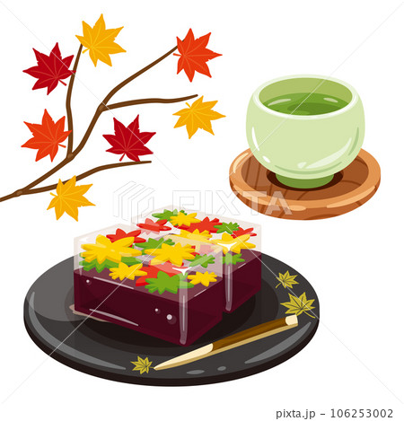 紅葉とお茶と紅葉羊羹 106253002
