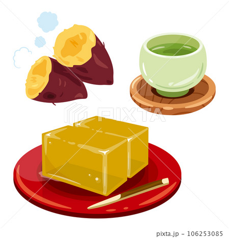 お茶と芋羊羹とさつまいも 106253085