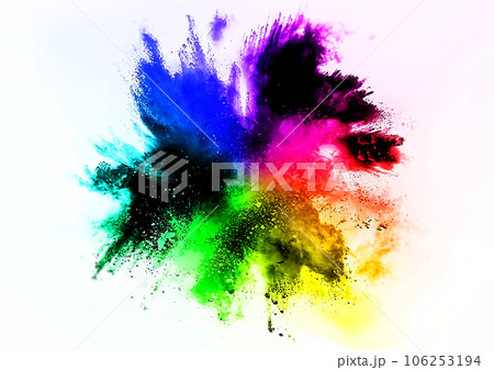 カラフルな粒子が渦巻く抽象的な背景 106253194