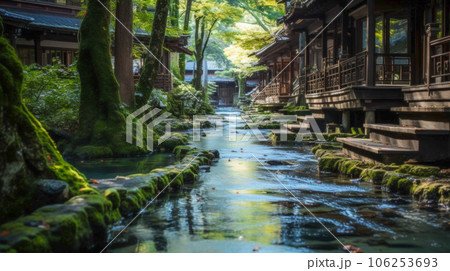 緑あふれた 雨上がりの田舎道   106253693