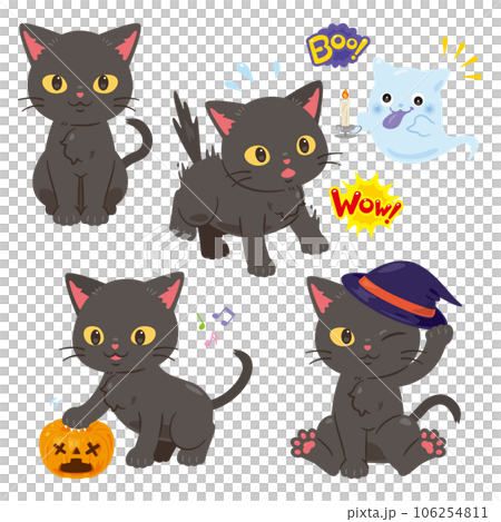 100％本物保証！ ハロウィン 黒猫のイラスト素材 [106254811] - PIXTA 絵画