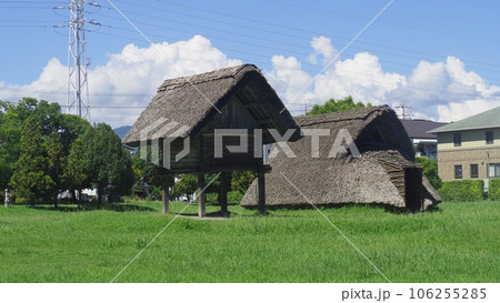 ＜登呂遺跡＞竪穴式住居と高床式倉庫 106255285