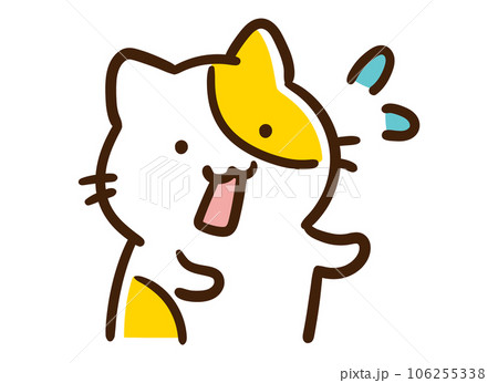 汗をかいてあわあわするかわいいねこのキャラクターのデフォルメイラスト 汗をかいてあわあわするかわいいねこのキャラクターのデフォルメイラスト 106255338