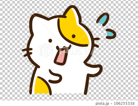 汗をかいてあわあわするかわいいねこのキャラクターのデフォルメイラスト 汗をかいてあわあわするかわいいねこのキャラクターのデフォルメイラスト 106255338