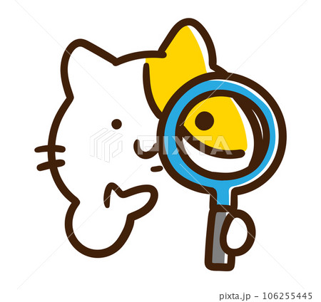 虫眼鏡を使って観察と考察するかわいいねこのキャラクターのデフォルメイラスト 虫眼鏡を使って観察と考察するかわいいねこのキャラクターのデフォルメイラスト 106255445