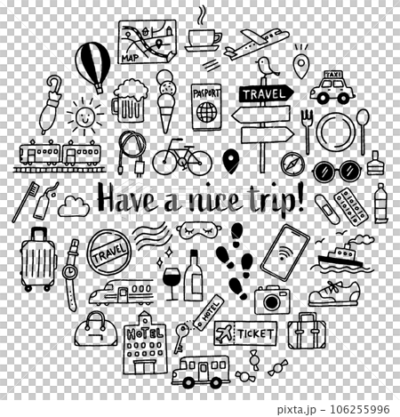 簡單可愛的手繪旅行插畫集（單色） 106255996