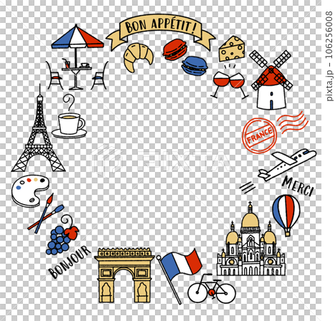 Illustration frame (tricolor) related to simple and cute France 106256008