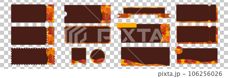 秋らしいブラウンと紅葉のクーポンベクターアイコンデザインセット（枠のみ） 106256026