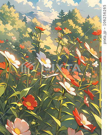 森の中に咲く花のイラスト素材 [106256265] - PIXTA