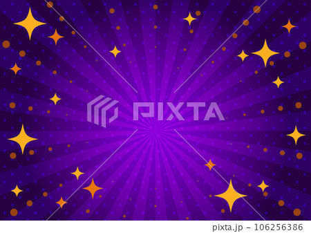 キラキラ輝くポップでかわいい集中線の背景（ハロウィンカラー） 106256386